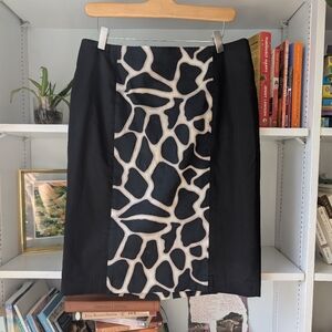 Vintage Women's Pencil Skirt Black Animal Print Size 10 / Large Office Chic